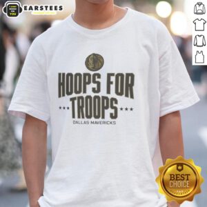 Nice Hoops For Troops Dallas Mavericks Basketball T-Shirt featuring team logo and vibrant colors, perfect for fans.
