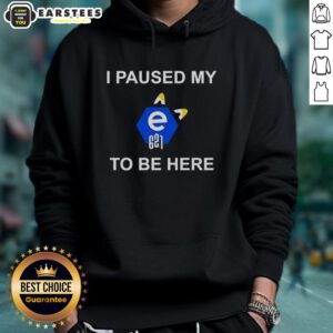 Alt Text: Cozy 'Nice I Paused My E621 To Be Here' hoodie displayed on a hanger, perfect for fans of E621 humor and style.