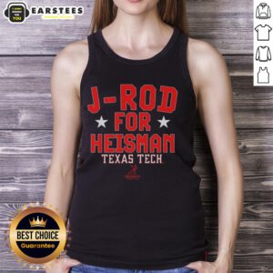 Alt Text: Jacob Rodriguez Texas Tech Red Raiders football tank top design featuring Nice J-Rod for Heisman slogan.
