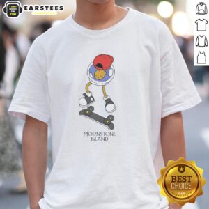 Nice Moonstone Island Skateboarding T-Shirt featuring vibrant graphics and a stylish design for skate enthusiasts.