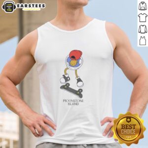 Skateboarding tank top featuring Nice Moonstone Island design, perfect for summer adventures and beach activities.