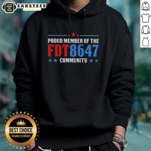 Person wearing a Nice Proud Member of the FDT 8647 Community hoodie, showcasing community pride and stylish design.