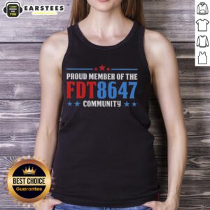 A proud member wearing a FDT 8647 community tank top, showcasing vibrant colors and a trendy design.