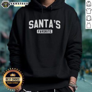 Cozy Nice Santa's Favorite Hoodie in festive red with a playful Santa graphic, perfect for holiday cheer and warmth.