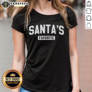 Nice Santa's Favorite Ladies Tee featuring a festive design perfect for holiday celebrations and Christmas gatherings.