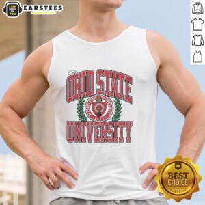 Nice Ohio State University logo tank top featuring the iconic OSU emblem in vibrant colors on a casual design.