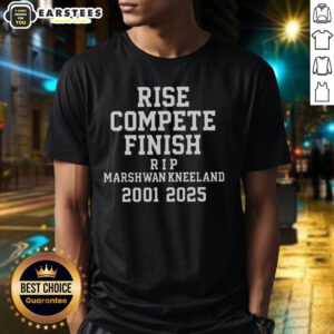 Alt Text: Official Marshawn Kneeland Rise Compete Finish Rip 2001 2025 T-Shirt featuring a bold graphic and vibrant colors.