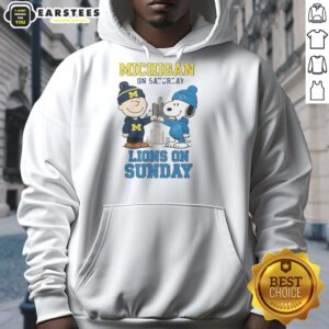 Premium Charlie Brown Michigan Wolverines hoodie and Snoopy Detroit Lions hoodie for game day style.