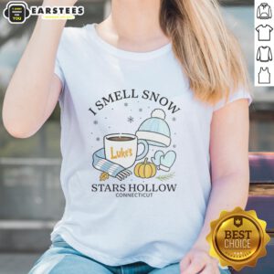 Premium I Smell Snow Stars Hollow Connecticut Christmas Ladies Tee featuring festive winter design and cozy fit.