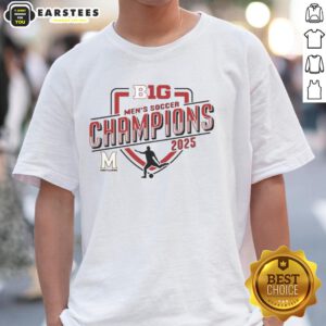 Alt Text: Premium Maryland Terrapins 2025 Big Ten Mens Soccer Champions T-Shirt showcasing team colors and logo.