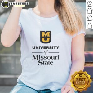 Premium MU University Missouri State ladies tee in navy blue, showcasing school spirit and stylish comfort.