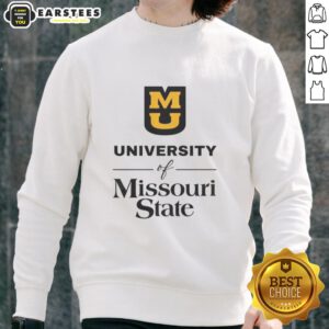 Premium MU University Missouri State sweatshirt in navy blue with bold logo, perfect for college fans and casual wear.