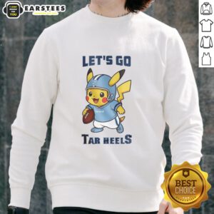 Alt Text: Premium North Carolina Tar Heels X Pikachu Let's Go sweatshirt featuring vibrant graphics and cozy design.