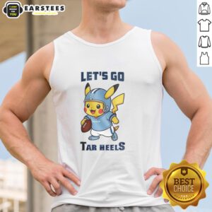 Premium North Carolina Tar Heels X Pikachu Let's Go tank top featuring vibrant graphics and comfortable fit for fans.