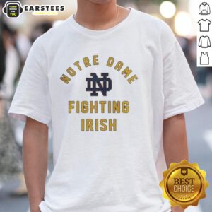 Alt Text: Premium Notre Dame Fighting Irish T-Shirt in green with logo, perfect for fans and game day attire.