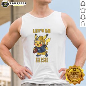 Premium Notre Dame Fighting Irish X Pikachu Let's Go tank top featuring vibrant graphics and a stylish design.