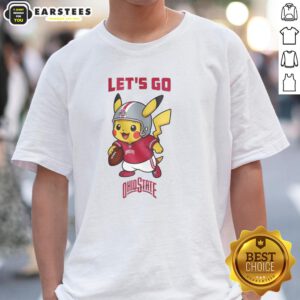 Alt Text: Premium Ohio State Buckeyes X Pikachu Let's Go T-Shirt featuring vibrant graphics of Pikachu and Ohio State logo.
