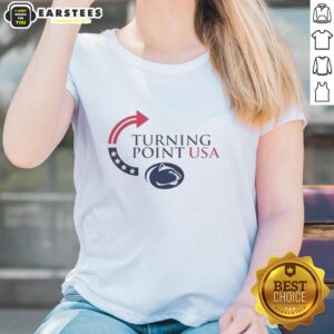 Alt Text: Premium Penn State Nittany Lions X Freedom Turning Point USA Charlie Kirk ladies tee in stylish design.