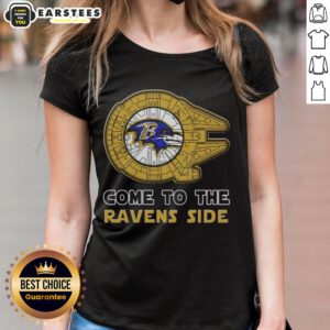 Premium Star Wars Baltimore Ravens Side Ladies Tee featuring stylish design for fans of both franchises.