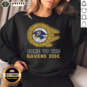 Premium Star Wars Baltimore Ravens side sweatshirt featuring iconic designs for fans of both franchises.
