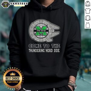 Alt Text: Premium Star Wars Come to the Marshall Thundering Herd side hoodie featuring vibrant graphics and cozy design.