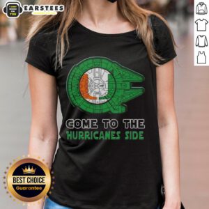 Premium Star Wars Come to the Miami Hurricanes Side Ladies Tee featuring vibrant graphics and a stylish fit for fans.