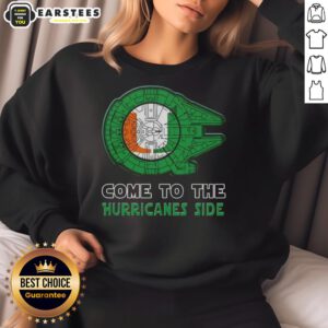 Premium Star Wars Come to the Miami Hurricanes side sweatshirt featuring vibrant designs and team colors.