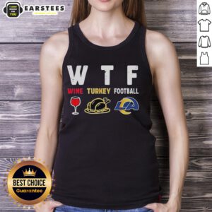 Premium Wine Turkey Los Angeles Rams Football Thanksgiving Tank Top featuring vibrant team colors and festive design.