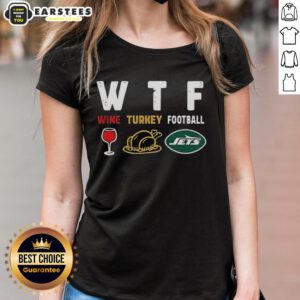Premium wine-themed Thanksgiving tee for New York Jets fans, featuring a stylish design perfect for ladies.