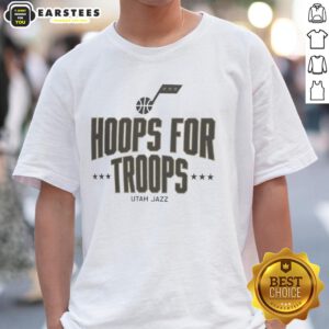 Pretty Hoops For Troops Utah Jazz Basketball T-Shirt featuring vibrant team colors and a stylish design for fans.