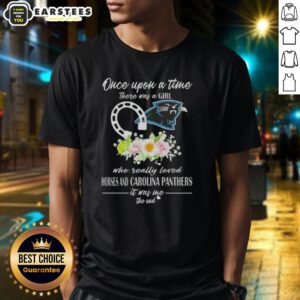 Alt Text: Pretty Once Upon A Time T-Shirt featuring a girl who loves horses and Carolina Panthers design