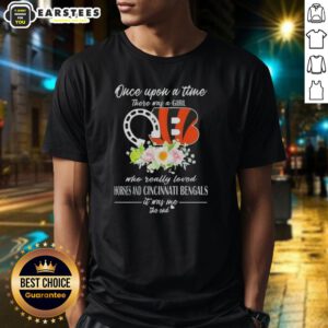Alt Text: Pretty T-shirt featuring 'Once Upon A Time' design for a girl who loves horses and Cincinnati Bengals.