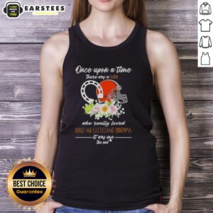 Alt Text: Pretty tank top featuring 'Once Upon A Time There Was A Girl Who Loved Horses and Cleveland Browns' design.