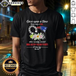 Alt Text: Pretty Once Upon A Time T-Shirt featuring a girl, horses, and New England Patriots theme, perfect for fans and equestrian lovers.