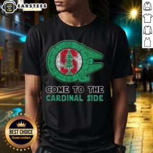 Pretty Star Wars Come To The Stanford Cardinal Side T-Shirt featuring iconic characters in Stanford colors.