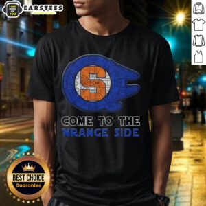 Pretty Star Wars Come To The Syracuse Orange Side T-Shirt featuring iconic characters and vibrant Syracuse colors.