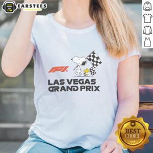Top F1 Peanuts Las Vegas Grand Prix ladies tee in vibrant colors, perfect for race fans and stylish comfort.