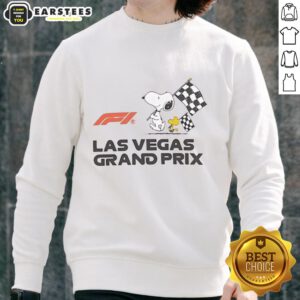 Top F1 Peanuts Las Vegas Grand Prix sweatshirt featuring iconic characters and vibrant colors for racing fans.