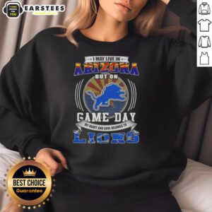 Detroit Lions football sweatshirt perfect for game day, showcasing team spirit while living in Arizona.