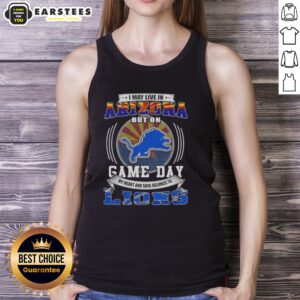Detroit Lions football tank top for game day, perfect for fans living in Arizona, showcasing team pride and style.