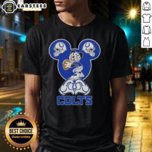 Alt Text: Top Mickey hands forming a heart on Indianapolis Colts football T-shirt, perfect for fans and lovers of Disney.