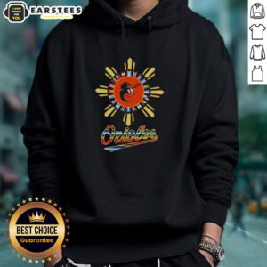 Stylish 2025 Baltimore Orioles baseball hoodie featuring a vibrant Hispanic design, perfect for fans and casual wear.