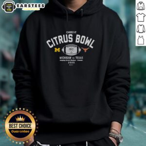 Awesome 2025 Cheez-It Citrus Bowl hoodie featuring Michigan Wolverines vs Texas Longhorns logo design.