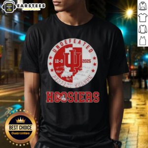 Alt Text: 2025 Undefeated 12-0 Perfect Season Indiana Hoosiers T-Shirt featuring all signatures of the team.