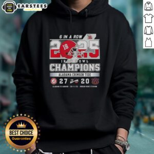 Awesome Alabama vs Auburn 6 in a row Iron Bowl Champions hoodie at Jordan-Hare Stadium, perfect for game day fans.