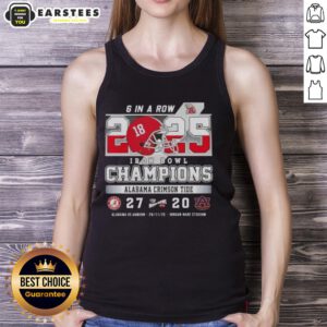 Awesome Alabama vs Auburn 6 in a Row Iron Bowl Champions tank top at Jordan Hare Stadium, showcasing team pride.