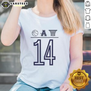 Awesome Aubrey Basketball Number 14 ball icon ladies tee featuring a stylish design for basketball fans.