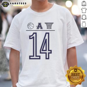 Awesome Aubrey Basketball Number 14 T-Shirt featuring a ball and basket icon, perfect for basketball fans.