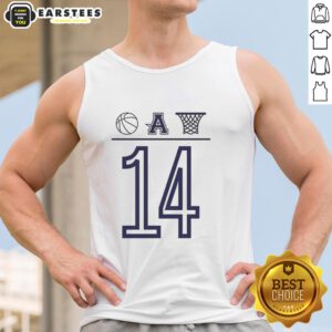Awesome Aubrey Basketball Number 14 tank top featuring a ball and basket icon, perfect for sports enthusiasts.