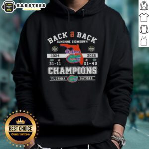 Florida Gators hoodie celebrating back-to-back Sunshine Showdown champions, featuring vibrant team colors and logo.